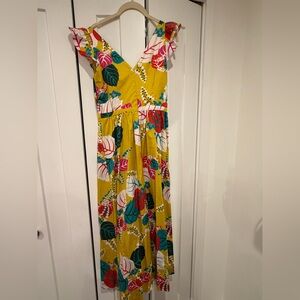 Boden Yellow Floral Midi Dress